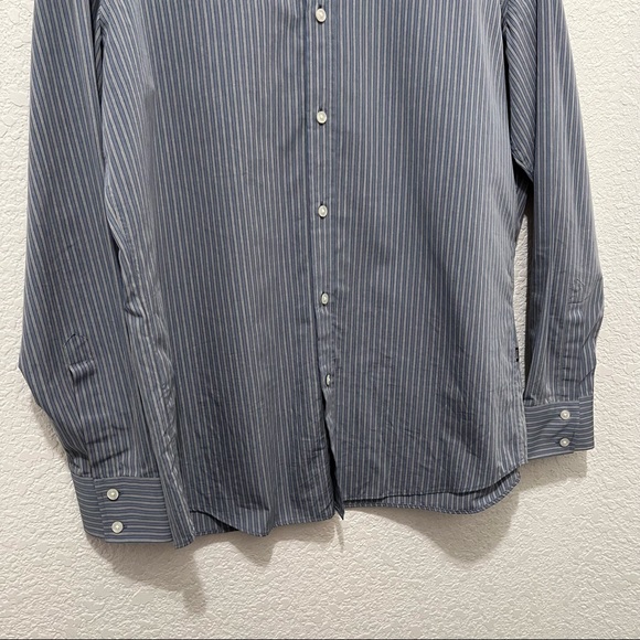 BOSS HUGO BOSS Button Down Long Sleeve Gray Striped Shirt Mens Size L - Picture 4 of 11